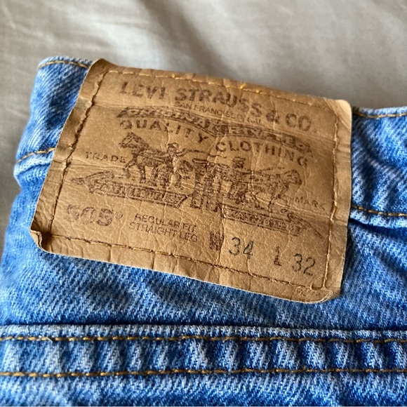 Vintage Orange Tab Levis 505 Jeans Mens 34x32 Blue Straight Leg - Picture 8 of 8